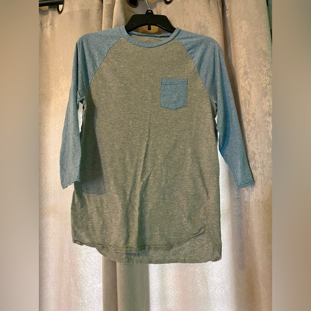 Mossimo Gray/Blue 3/4 Sleeve Raglan Baseball Shirt— Size S